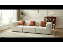 Sofá de sala Eden Simple 3 lugares - branco laranja