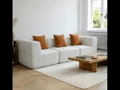 Sofá de sala Eden Simple 3 lugares - branco laranja