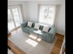 Sofá de sala Eden Simple 3 lugares - sálvia branco