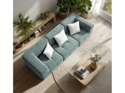 Sofá de sala Eden Simple 3 lugares - sálvia branco