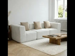 Sofá de sala Eden Simple 3 lugares - branco areia