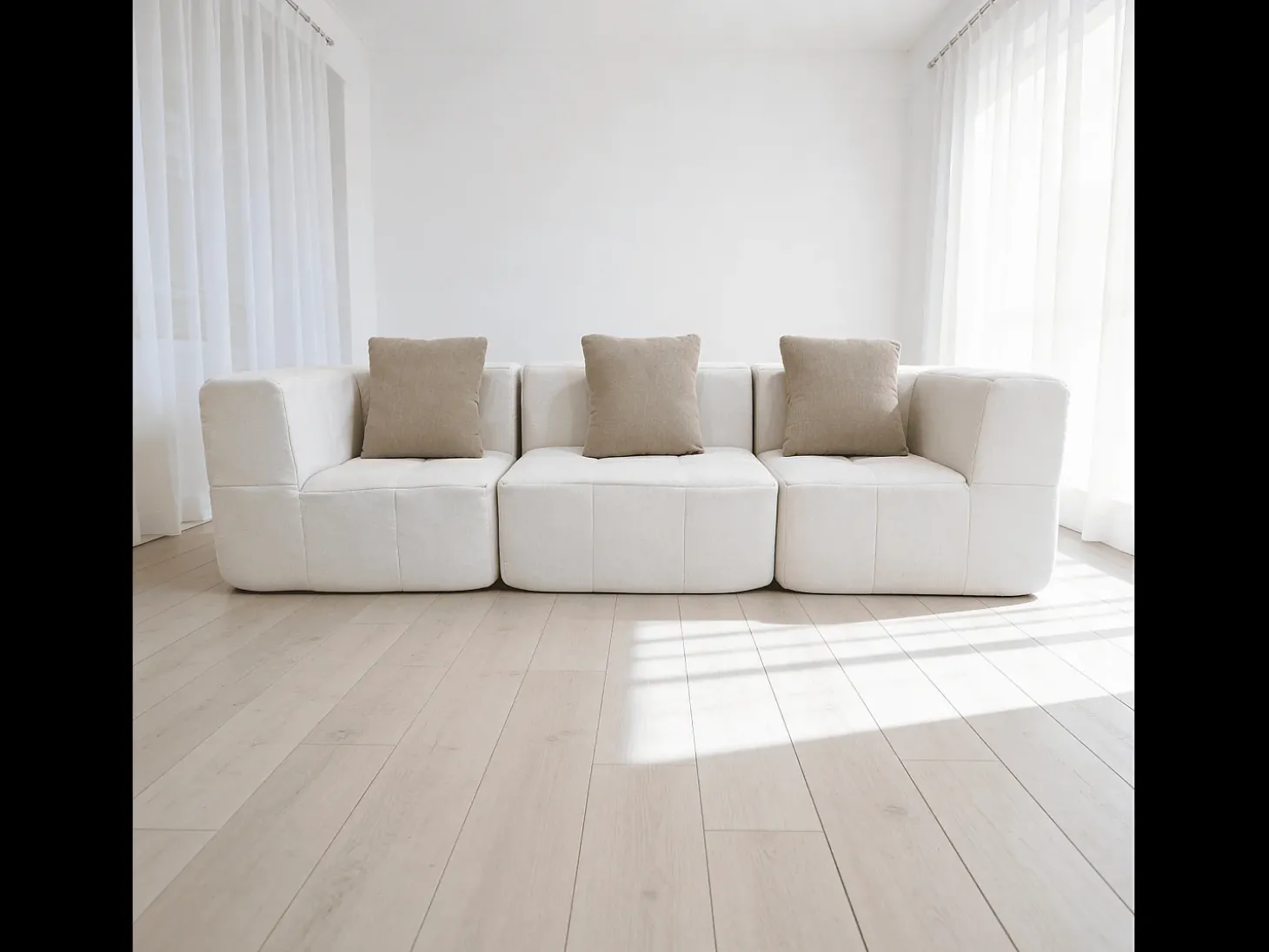 Sofá de sala Eden Simple 3 lugares - branco areia
