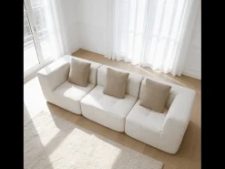 Sofá de sala Eden Simple 3 lugares - branco areia