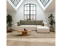 Sofá de sala Luna 3 lugares - branco areia direita