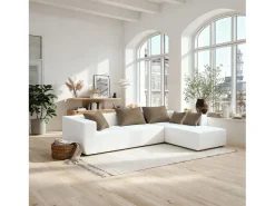 Sofá de sala Luna 3 lugares - branco areia direita