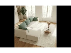 Sofá de sala Luna 3 lugares - branco sálvia esquerda