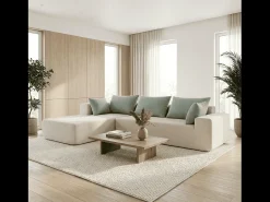 Sofá de sala Luna 3 lugares - branco sálvia esquerda