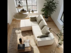 Sofá de sala Luna 3 lugares - branco areia esquerda