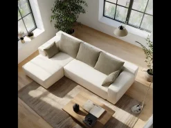 Sofá de sala Luna 3 lugares - branco areia esquerda