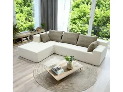 Sofá de sala Luna 3 lugares - branco areia esquerda