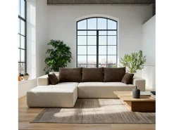 Sofá de sala Luna 3 lugares - areia marrom esquerda