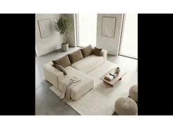 Sofá de sala Luna 3 lugares - areia marrom esquerda