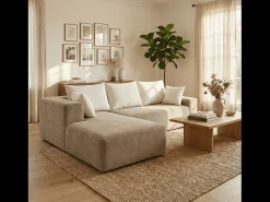 Sofá de sala Luna 3 lugares - areia branco esquerda