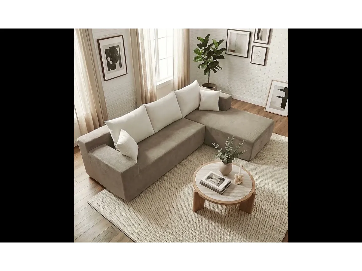 Sofá de sala Luna 3 lugares - areia branco direita