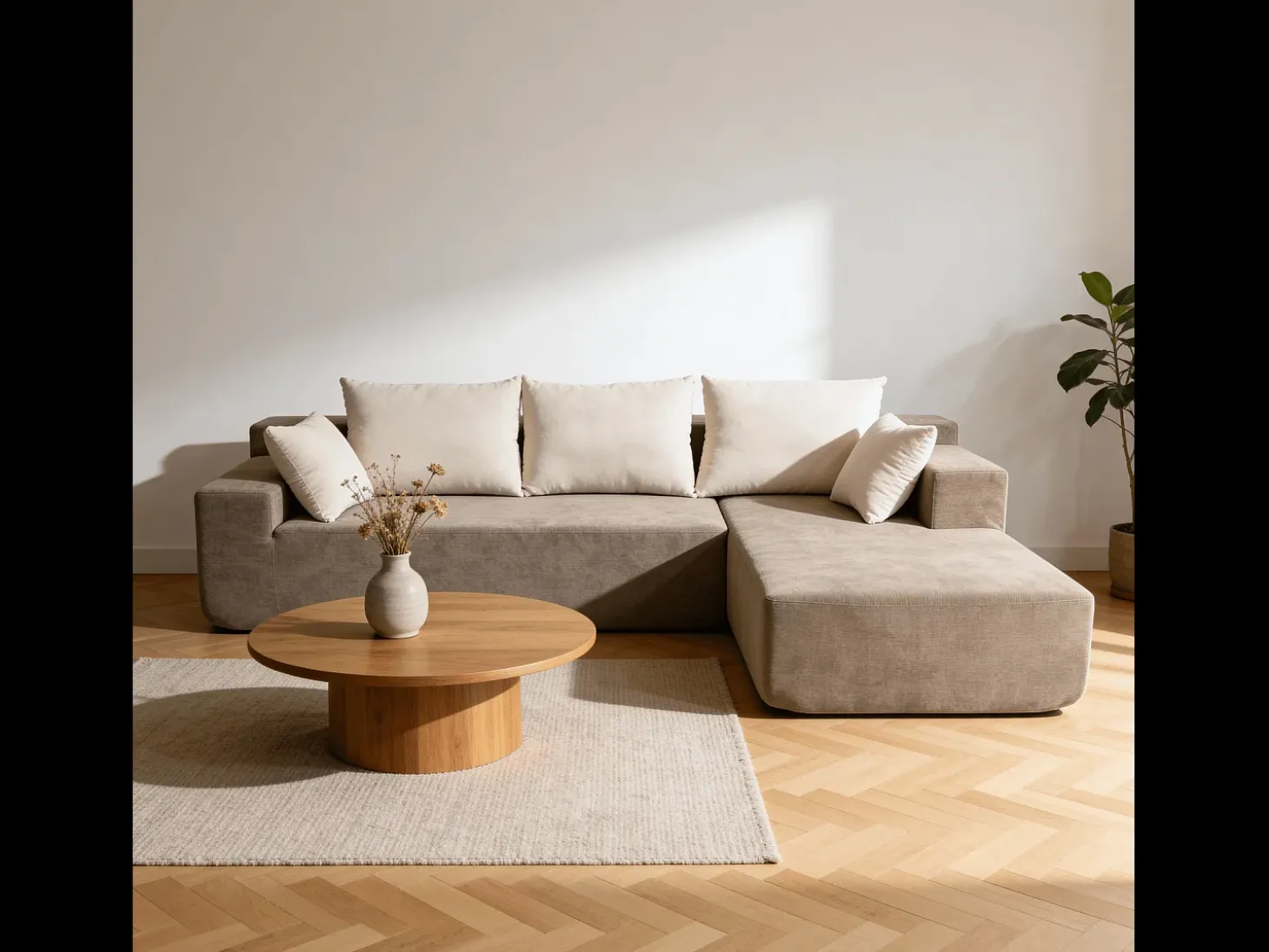 Sofá de sala Luna 3 lugares - areia branco direita