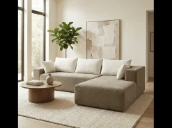 Sofá de sala Luna 3 lugares - areia branco direita