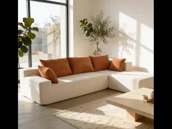 Sofá de sala Luna 3 lugares - branco laranja direita