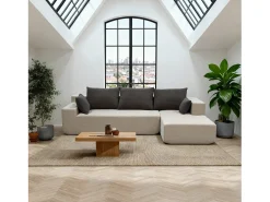 Sofá de sala Luna 3 lugares - areia marrom direita