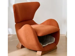 Sofá de solteiro - 66 x 55 x 76 cm - Poltrona que aceita animais de estimação - Madeira - Vermelho