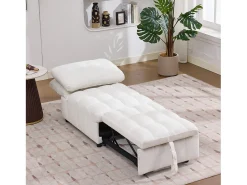 Sofá de um lugar - 68x95x76 cm - encosto ajustável - profundidade do assento ajustável - branco
