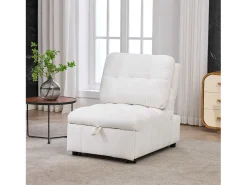 Sofá de um lugar - 68x95x76 cm - encosto ajustável - profundidade do assento ajustável - branco