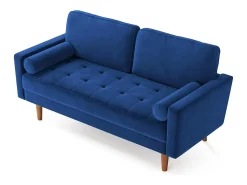 Sofá de veludo azul moderno de 2 -sofá de veludo, braços acolchoados, madeira maciça, madeira macia, 143x77x86cm