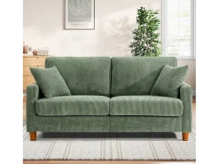 Sofá de veludo de 2 -sete, com 2 almofadas, assentos de 56 cm de profundidade, 178x76x89cm, verde