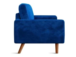 Sofá de veludo direito azul e madeira maciça - 3 lugares - carga máxima 300kg - 176x78x85cm
