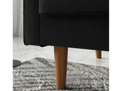 Sofá de veludo preto de 2 - sofá, sofá moderno da sala de estar, com apoios de braços cônicos e pés, uma parte de baixo - 148,5x78x85cm