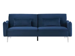 Sofá design conversível de 3 lugares em veludo azul BETTY