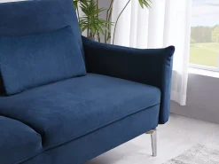 Sofá design conversível de 3 lugares em veludo azul BETTY
