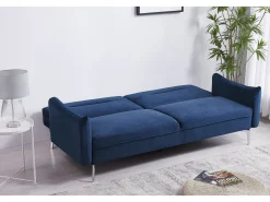Sofá design conversível de 3 lugares em veludo azul BETTY