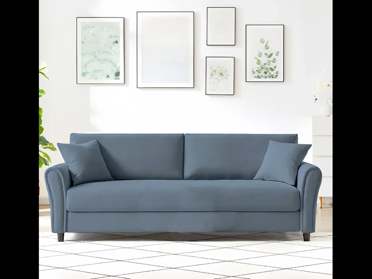 Sofá Direito 4 Lugares Azul Claro Lucerne - Design Contemporâneo e Conforto Excepcional