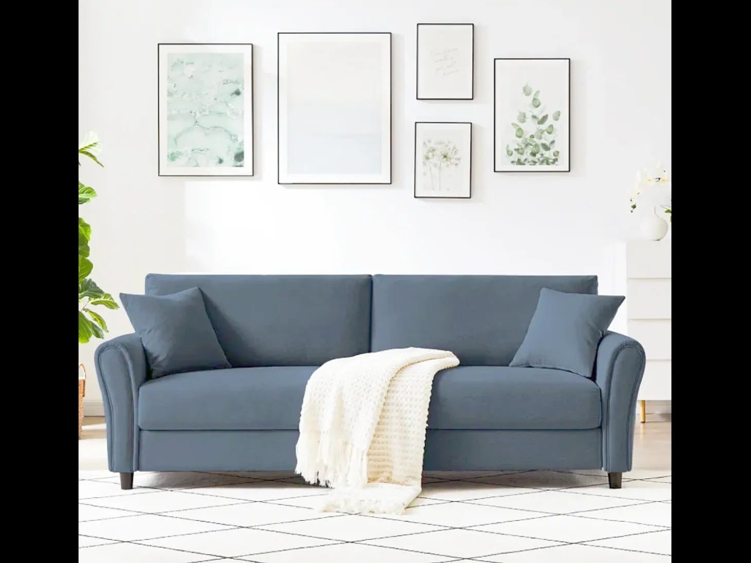 Sofá Direito 4 Lugares Azul Claro Lucerne - Design Contemporâneo e Conforto Excepcional