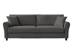 Sofá direito de 4 lugares em tecido cinza escuro LUCERNE - Estilo Contemporâneo e Conforto Excecional