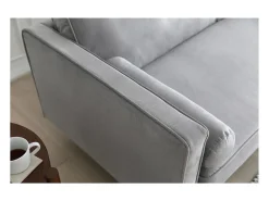 Sofá direito de design vintage de 3 lugares em veludo cinza claro NALHA - Estilo Escandinavo