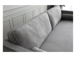 Sofá direito de design vintage de 3 lugares em veludo cinza claro NALHA - Estilo Escandinavo