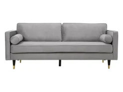 Sofá direito de design vintage de 3 lugares em veludo cinza claro NALHA - Estilo Escandinavo