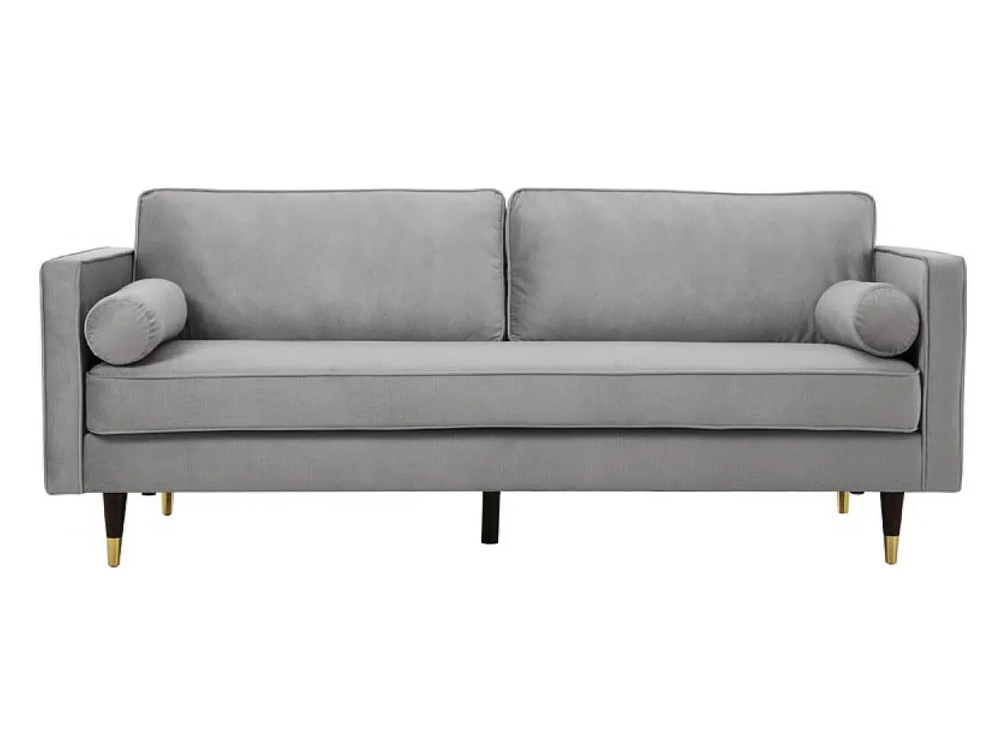 Sofá direito de design vintage de 3 lugares em veludo cinza claro NALHA - Estilo Escandinavo