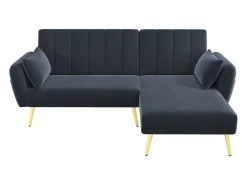 Sofá dobrável moderno - Sofá em L - Sofá-cama com canto adicional - preto