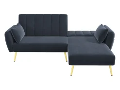 Sofá dobrável moderno - Sofá em L - Sofá-cama com canto adicional - preto