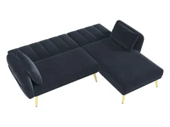 Sofá dobrável moderno - Sofá em L - Sofá-cama com canto adicional - preto