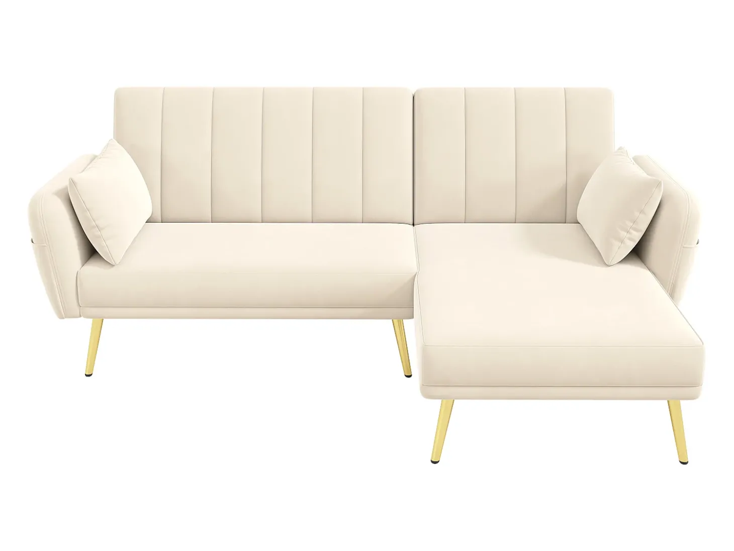 Sofá dobrável moderno - Sofá em L - Sofá-cama com canto adicional - bege