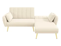 Sofá dobrável moderno - Sofá em L - Sofá-cama com canto adicional - bege