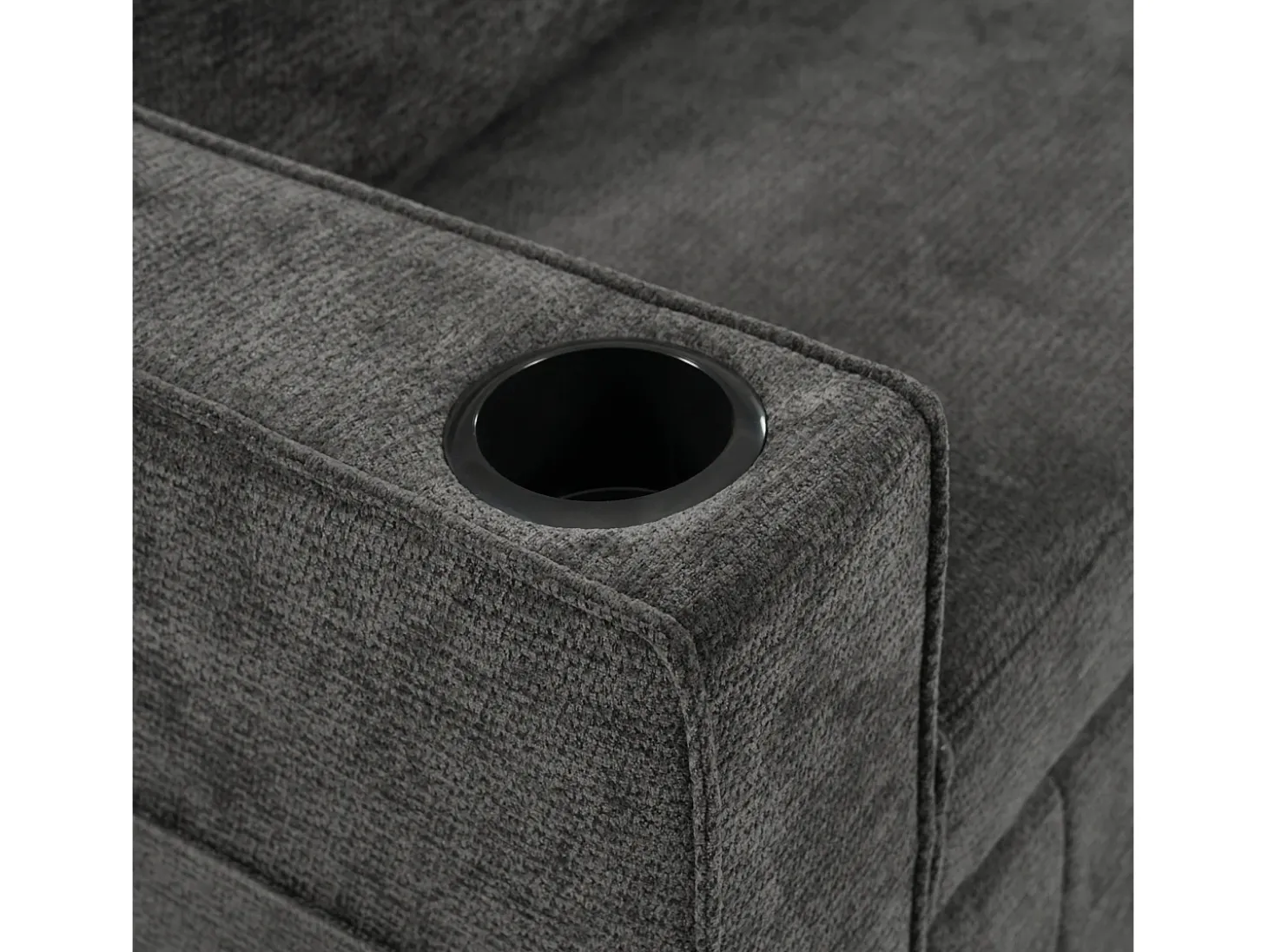 Sofá dobrável moderno para 2 pessoas - com porta-copos - com portas de carregamento USB - com almofadas - tecido de pelúcia - Cinza