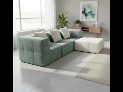 Sofá Eden Completo 3 lugares - sálvia branco