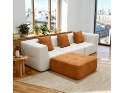 Sofá Eden Completo 3 lugares - branco laranja