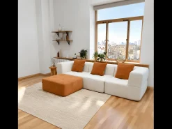 Sofá Eden Completo 3 lugares - branco laranja