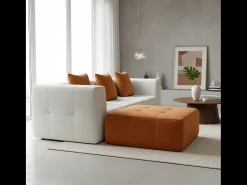 Sofá Eden Completo 3 lugares - branco laranja