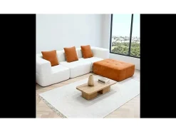 Sofá Eden Completo 3 lugares - branco laranja